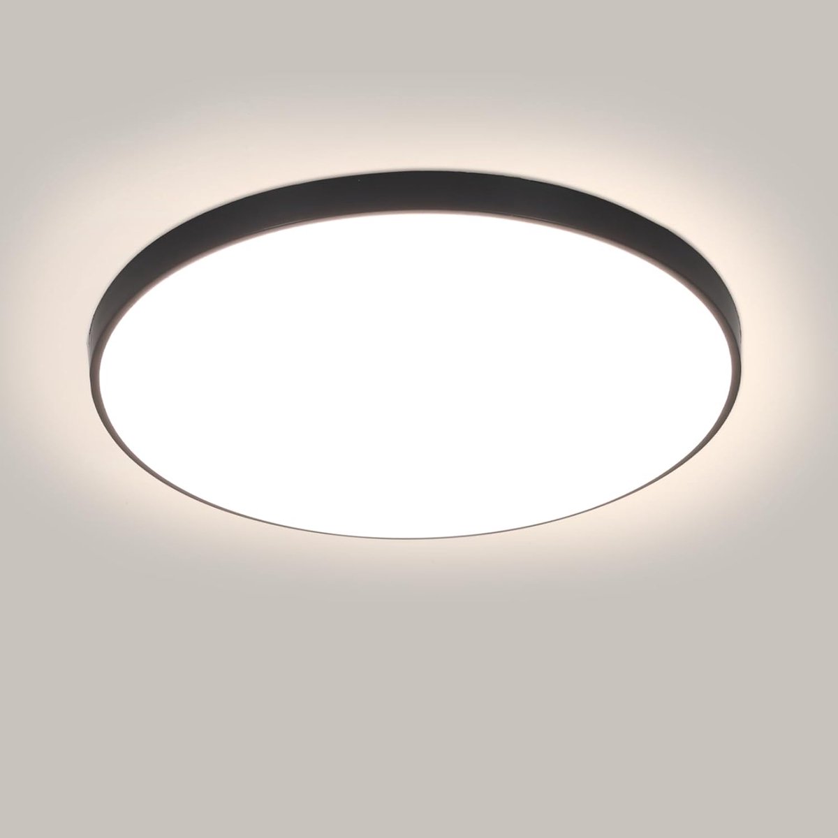Haobosic Waterdichte LED Plafondlamp - Rond Zwart Frame - 24W Neutraal Licht - IP44