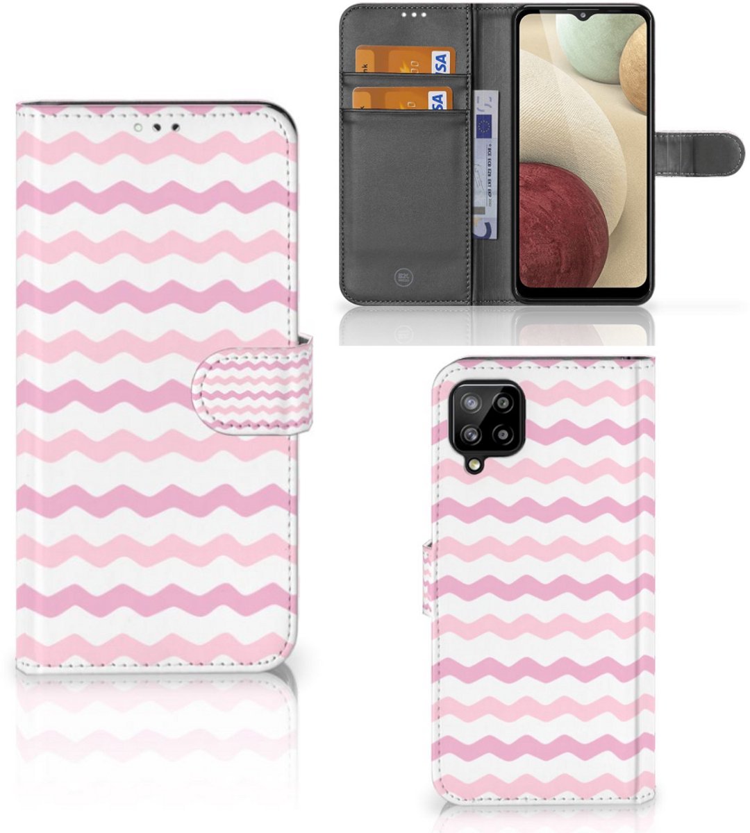 Samsung Galaxy A12 Telefoon Hoesje Waves Roze
