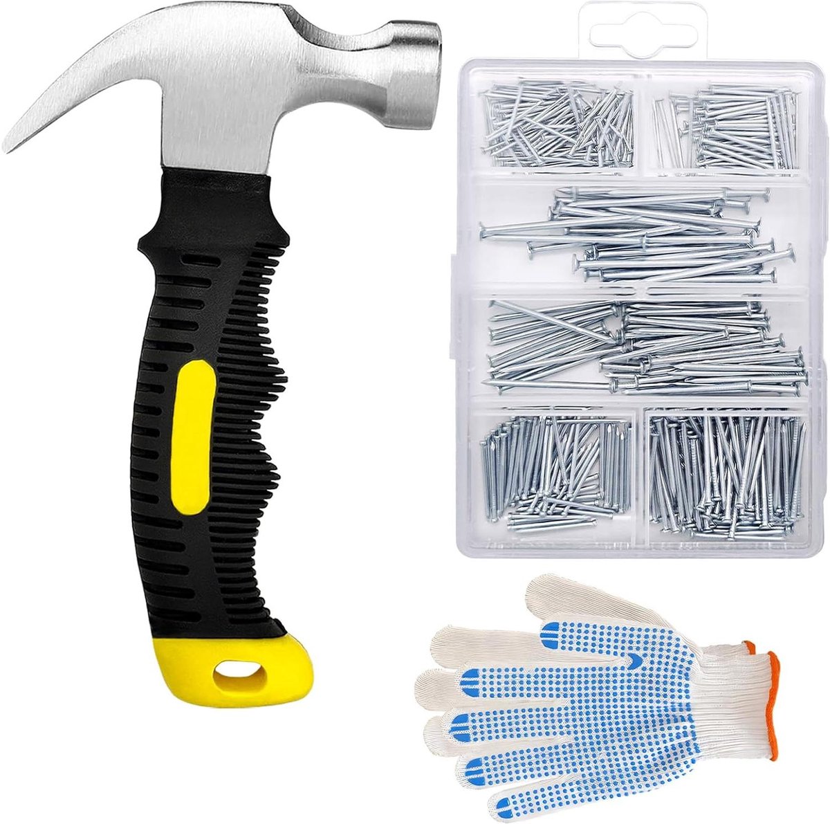 Hamer en Nagels Set - Klauwhamer met Assortiment - Klusjes in Huis - 376 Stuks Geassorteerde Nagels