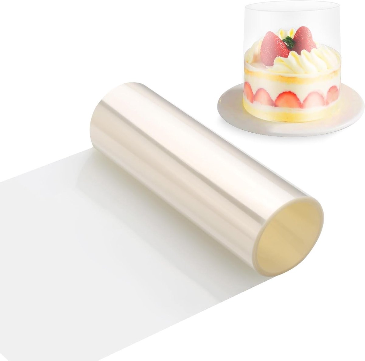 Transparante Acetaatfolie voor Taarten en Chocolade Mousse - 15 cm x 10 m - Ideaal voor Decoratie en Stabilisatie van Taarten en Creatieve Knutselprojecten
