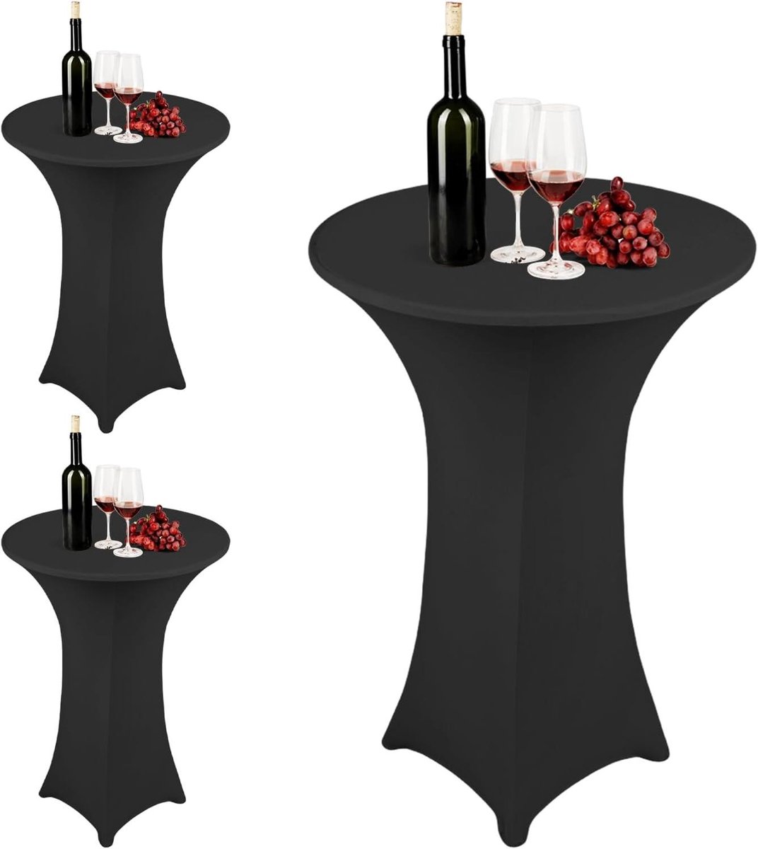 Statafelhoezen Set - Tafelkleden - Feestelijke Decoratie - Versterkte Voetzakken - 80 x 110 cm - Zwart