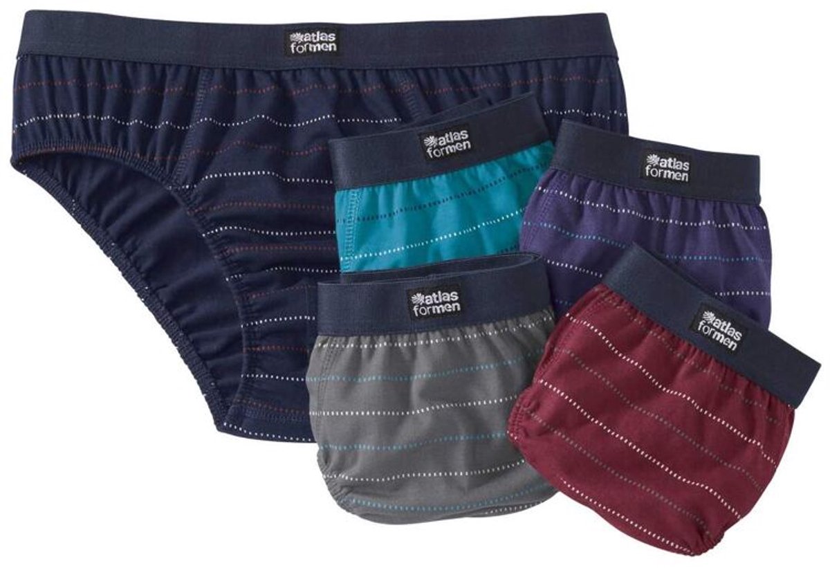 ATLAS FOR MEN - Set van 5 gestreepte onderbroeken - Heren - Verkrijgbaar in grote maten - 5XL