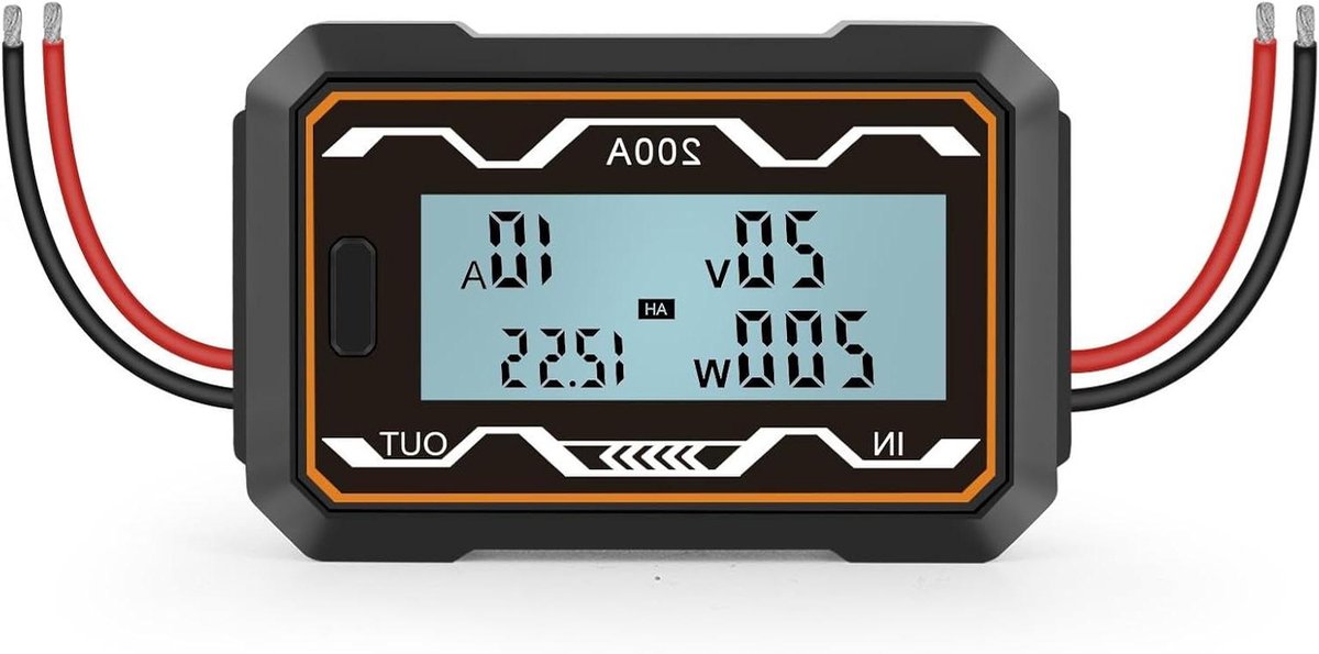 Zonne-energie Meter - Ampère Watt Meter - Batterij Capaciteit Meten - LCD Scherm met Achtergrondverlichting - 200A - Zwart