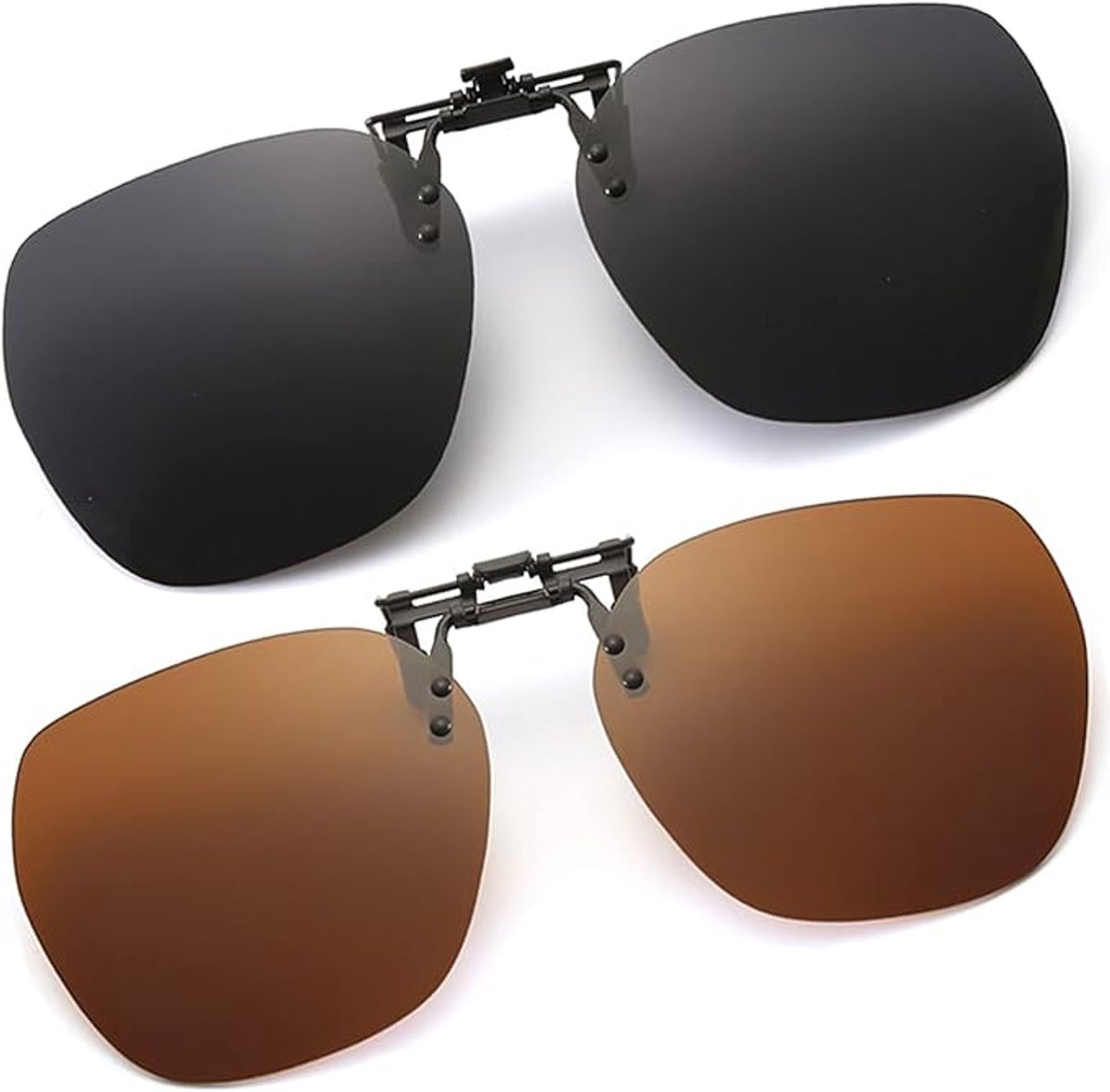 Gepolariseerde zonnebril, clip-on rond, anti-glare bril met UV400-bescherming, flip-up zonder ribbels, voor heren en dames, reizen in de open lucht