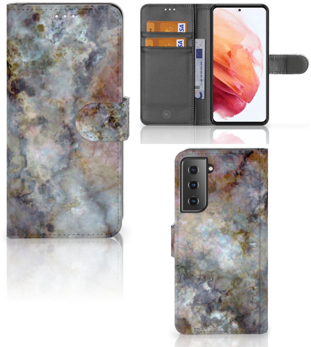 Samsung Galaxy S21 Bookcase Marmer Grijs