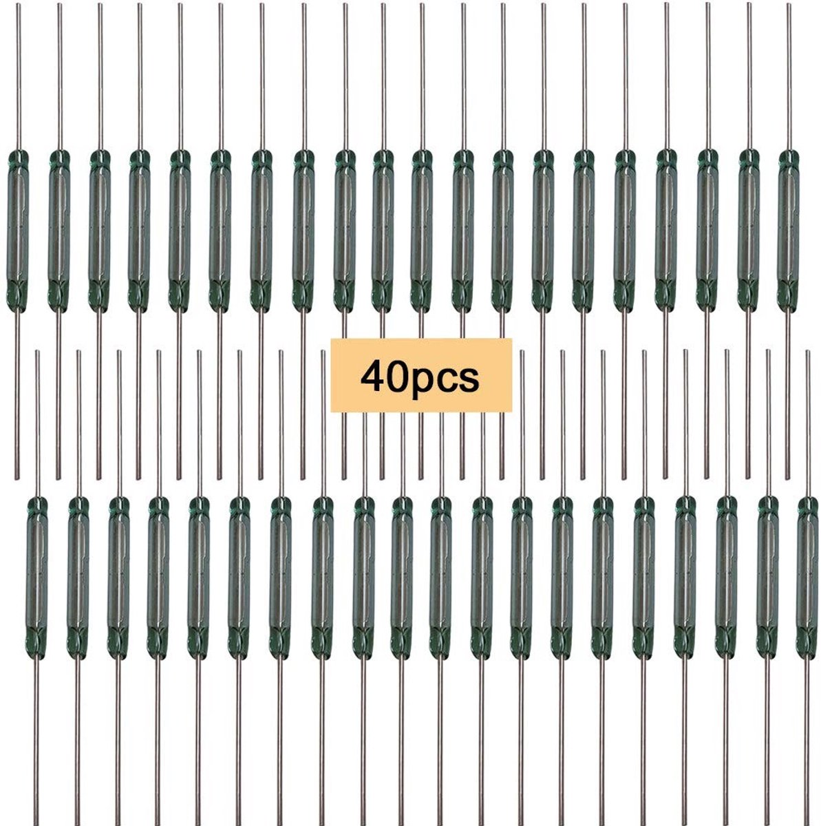 Glazen Buis Schakelaars - Magnetische Inductie - Beveiligingssystemen - Normaal Open Contact - 2x14mm - Groen