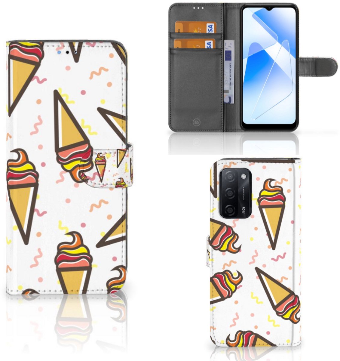 OPPO A16/A16s/A54s Book Cover Icecream