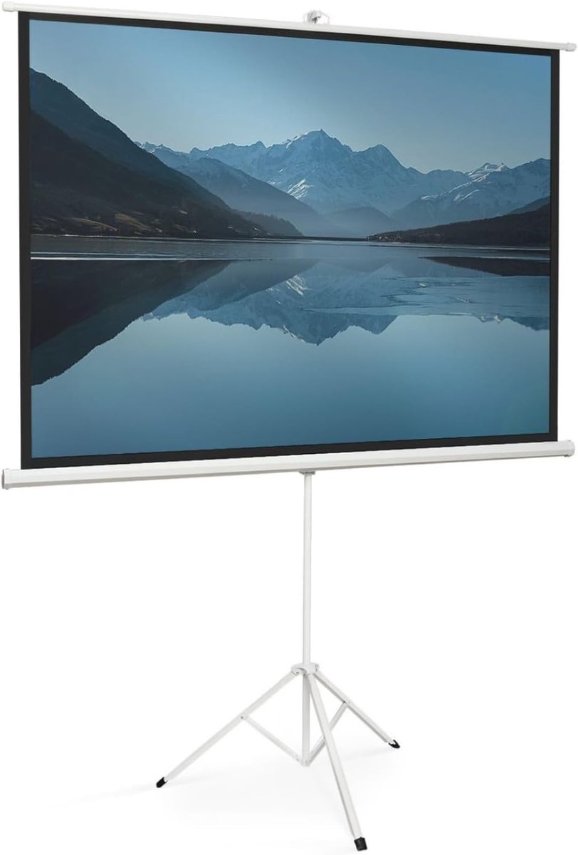 Projectiescherm met Statief - Beamer Scherm - Thuisbioscoop Presentatie - Hoogte Verstelbaar - 84 Inch Diagonaal - Wit