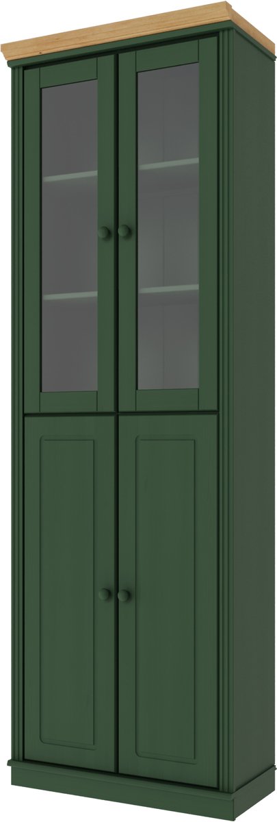 Notio Living Anita- Boekenkast 2 Glass2 Wooddoors GreenStW Groen stain wax