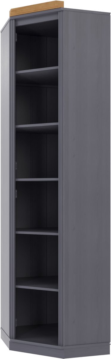 Notio Living Anita-Boekenkasthoek van dennenhout met was Grijs stain wax
