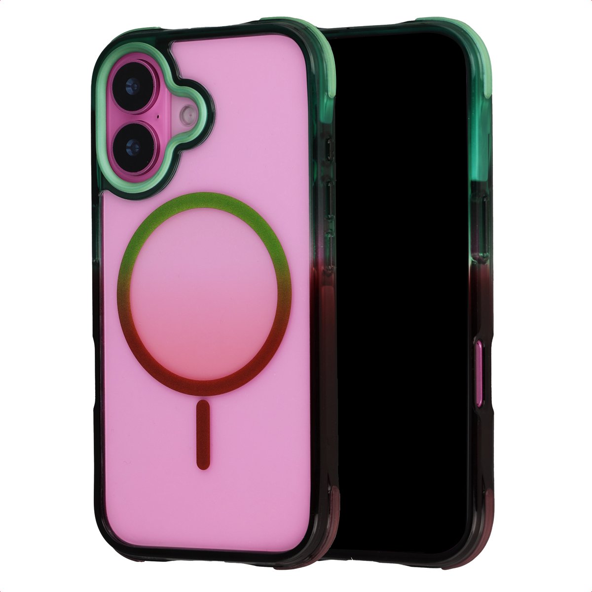 Selencia Hoesje - Geschikt voor Apple iPhone 16 - Gradient Backcover - Groen / Bruin