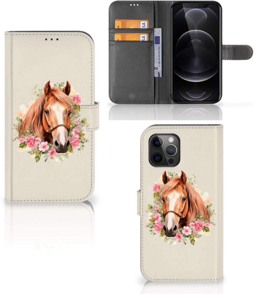 Telefoonhoesje met Pasjes voor Apple iPhone 12 Pro Max Paard