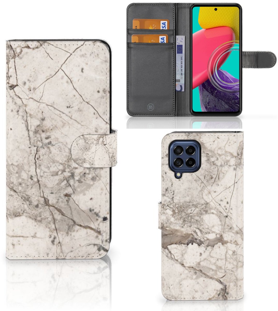 Boekhoesje voor Samsung Galaxy M53 Bookcase Marmer Beige