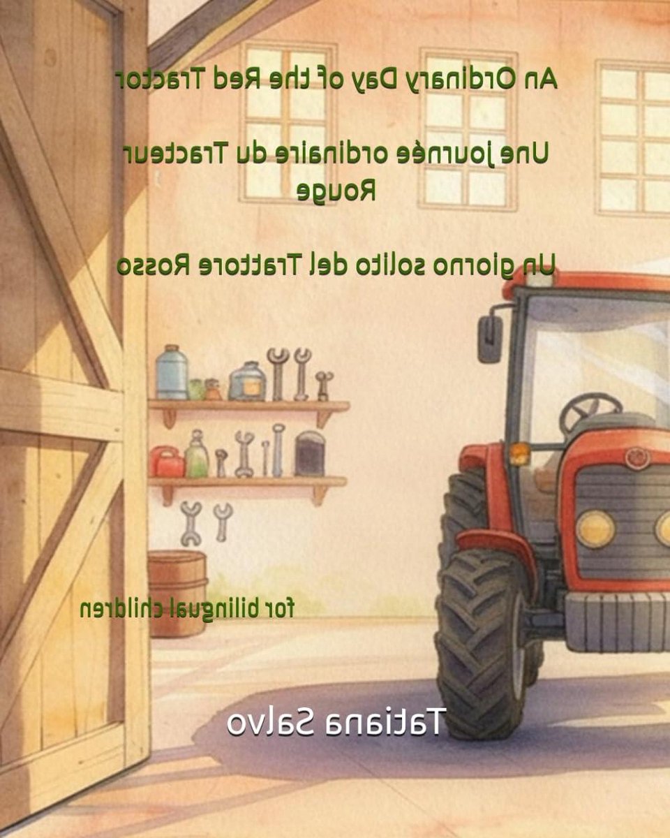 Boek over Rode Tractor - Kinderboek Vertaald - Taal Leren - Drie Talen - 29 pagina's - Rood