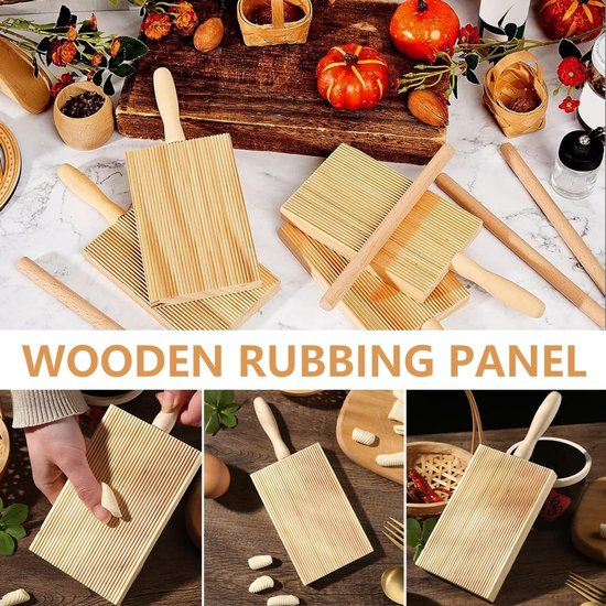 Houten Pastaroller - Gnocchi Plank - Handgemaakte Pasta Maken - Traditioneel Gevormde Groeven - 1 Stuk - Natuurlijk Hout van houten — afbeelding 2