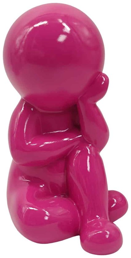 Present Time Ornament Amigo Dreaming Medium - Helderroze - 14.8x11.2x20cm - Modern - Kunststof
