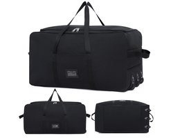 Zwart grote capaciteit Canvas reistas met vouwwielen, luchtvracht verplaatsen bagage tas voor werk & studie in het buitenland