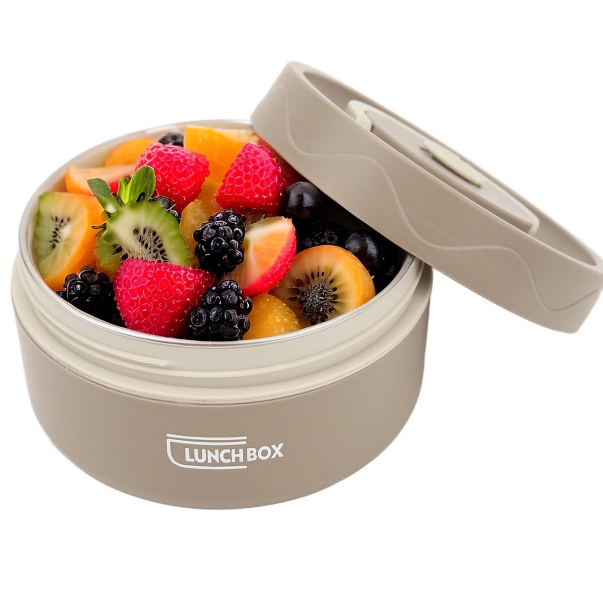 Allecto - Tissting Bento lunchtrommel - Thermische lunchcontainer - Ronde vorm - Draagbaar - Roestvrij staal - Geschikt voor kinderen en volwassenen