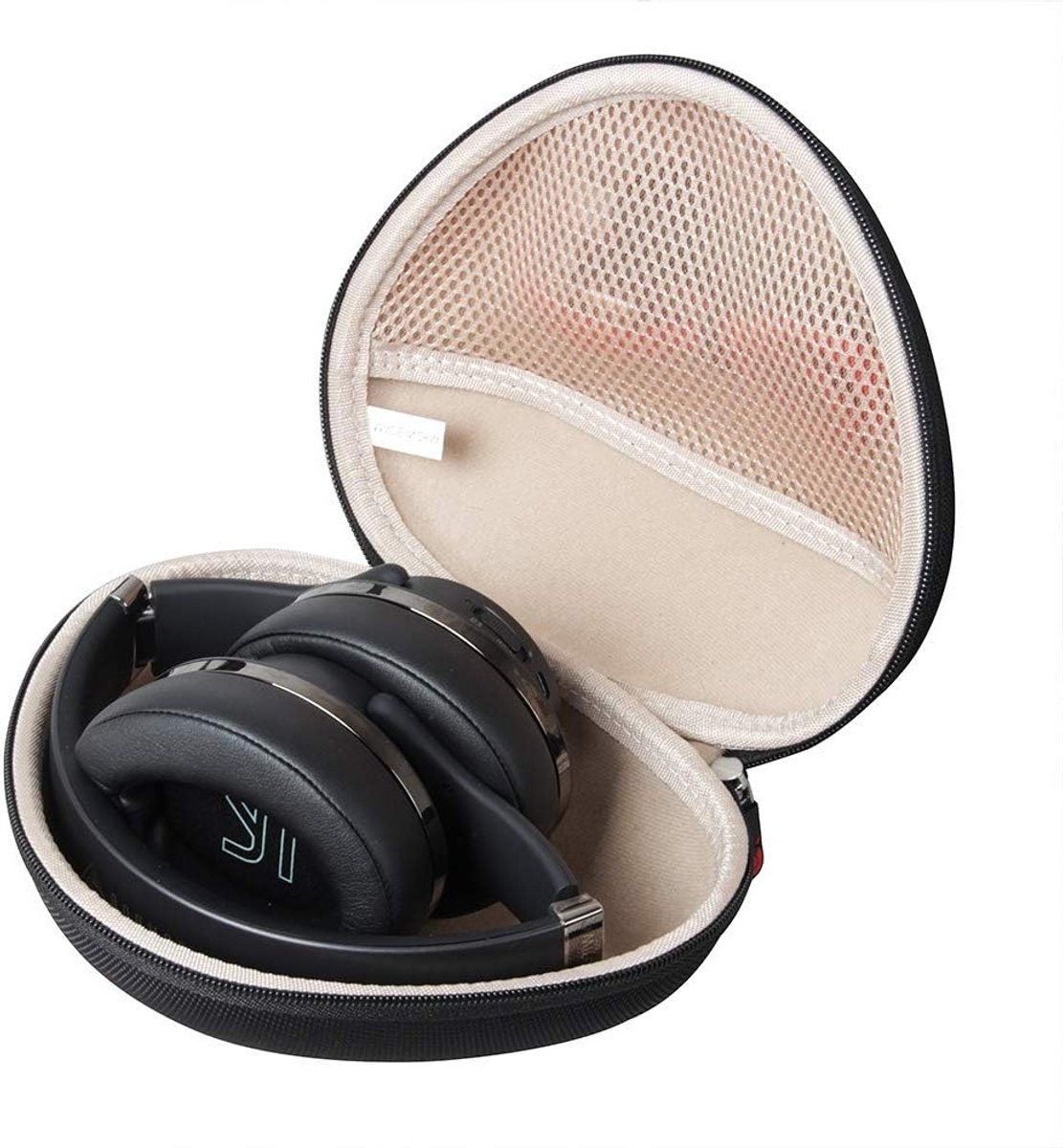 Hard Travel Case voor Bluetooth Hoofdtelefoons Over Ear - Bescherming, Draagbaar, Duurzaam (Zwart + Binnenkant Khaki)