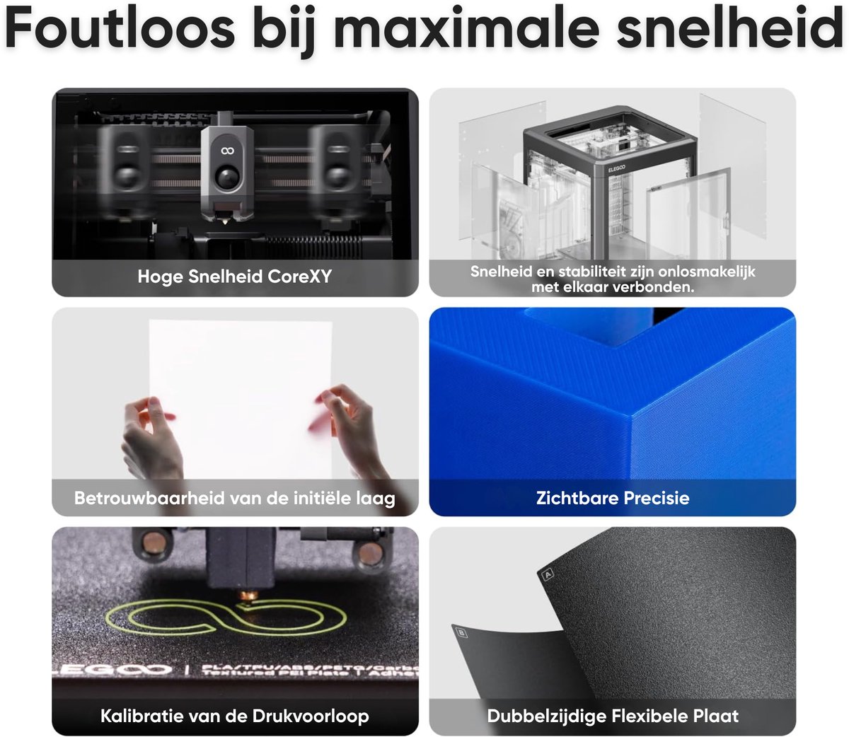 Elegoo Centauri Carbon 2 3D Printer High Speed 500–600mm/s Multi-Color – CoreXY – Gesloten Behuizing – Auto Leveling – WiFi – 256×256×256mm — afbeelding 5