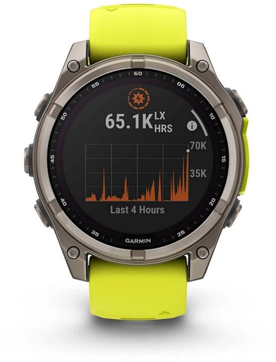 Garmin Fenix 8 47 mm Saffier Solar Smartwatch - Gele Siliconen Band