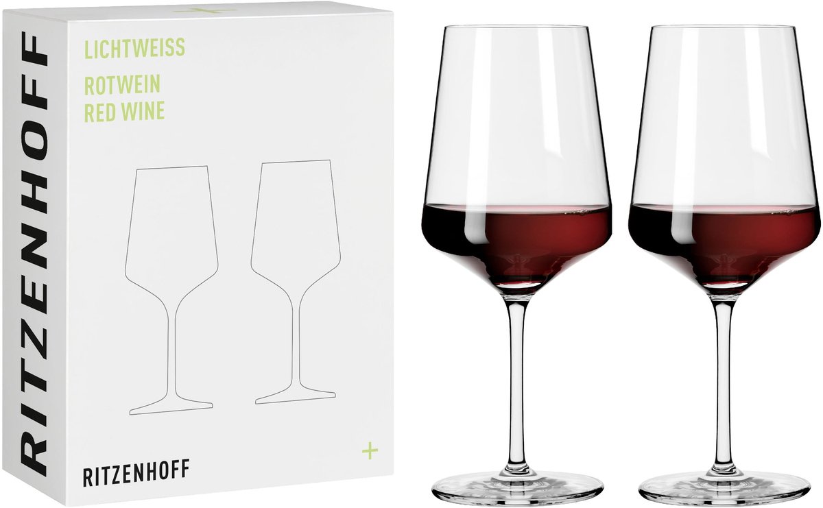 Rodewijnglas 500 ml - serie lichtwit - 2 stuks in geschenkset - stijlvol modern