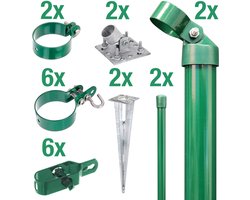 Alberts 600853 Hekaansluitset gaaspoort an gaashek, Set,2s, zinkfosfaat gecoat groen, met inslaggrondhuls, poortpaal-EBHØ: 76 mm, hekhoogte: 12 cm