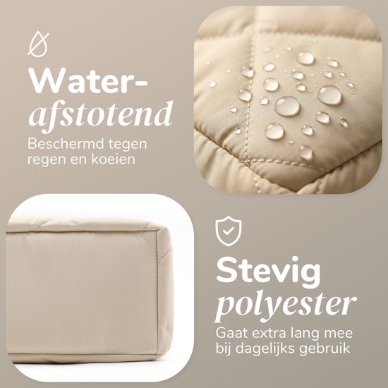 Mommsy Luiertas - Verzorgingstas - Thermo Vak - Gewatteerde Puffer Stof - Extra Ruim - Waterafstotend - Organizer - Lichtgewicht - Beige van Merkloos — afbeelding 5