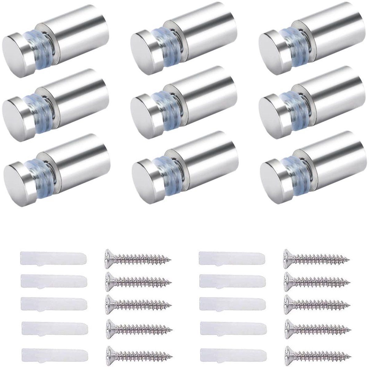 Qrity 40 Stuk Glass Standoffs - Spacers voor Glazen Foto's en Borden, 12x25mm RVS