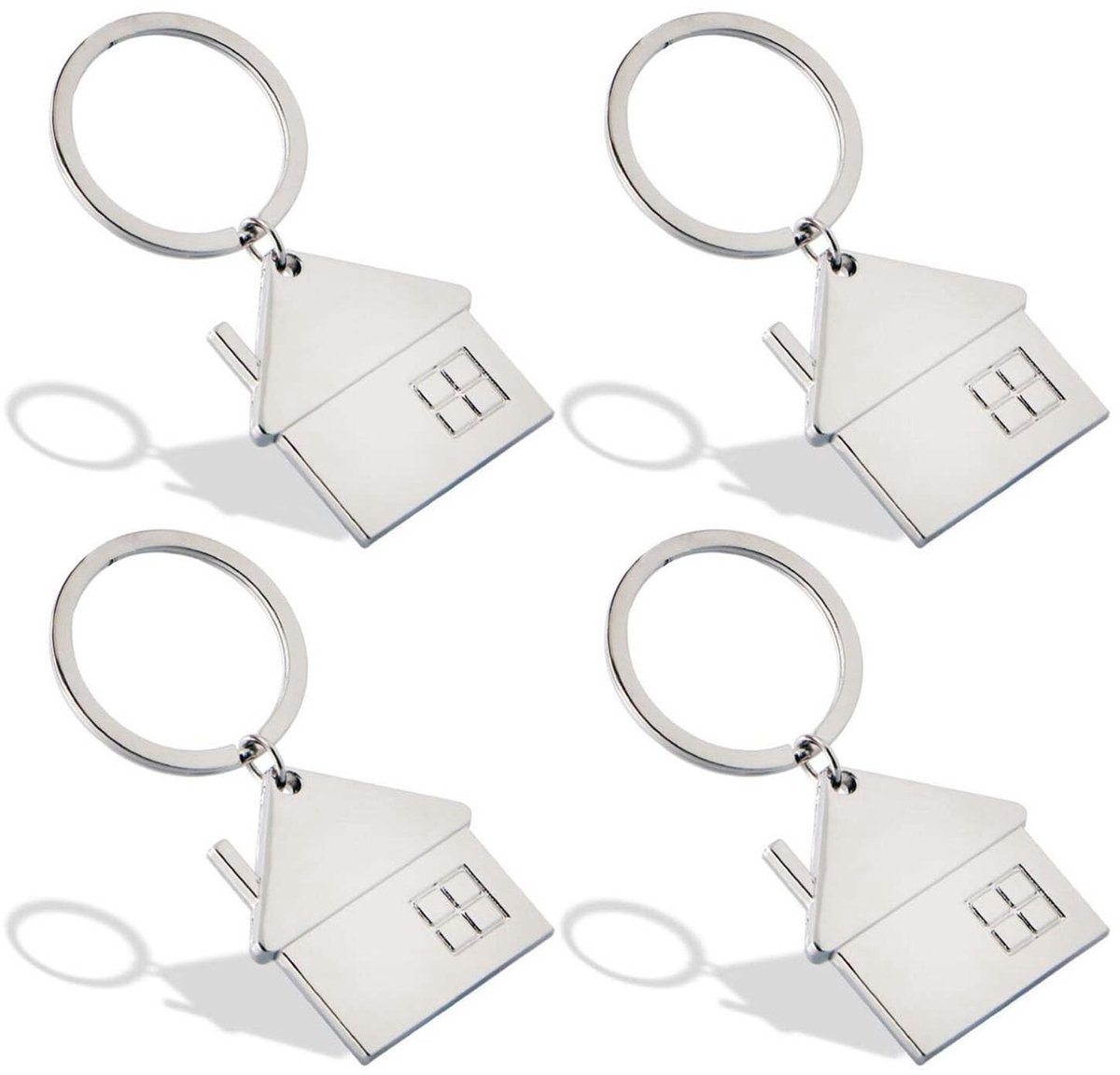 Set van 4 Sleutelhangers in Huisvorm - Creatieve Zinklegering Sleutelringen voor Nieuw Huis Decoratie
