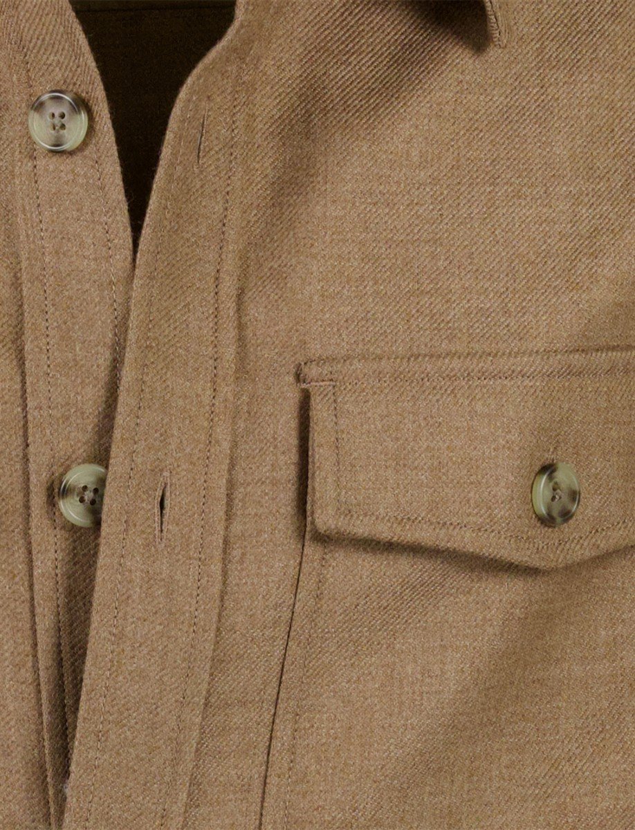 Gant overshirt knopen camel wol