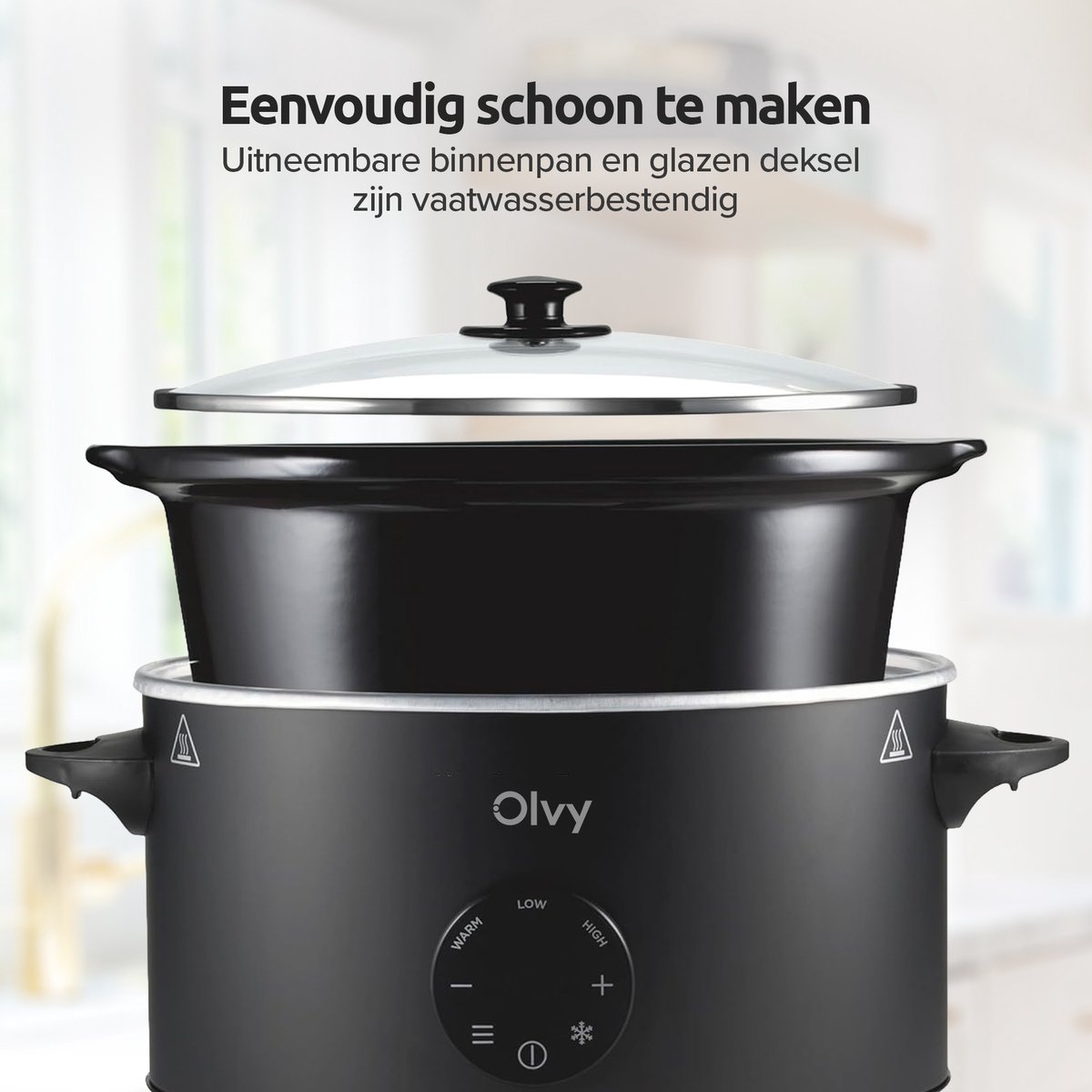 Olvy Digitale Slowcooker met Timer - Incl. Slowcooker e-kookboek - PFAS-vrij - 6 Liter - Keramische binnenpan – foto 8