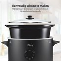 Zwarte Olvy slowcooker met uitneembare keramische binnenpan.