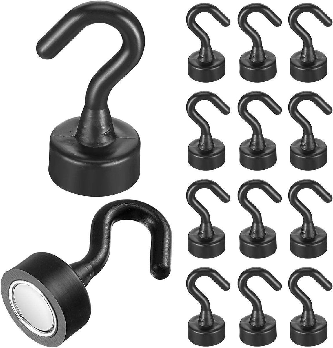 12 Stuks Neodymium Magnetische Haakjes - Sterke Magneten voor Ophangen in Keuken, Kantoor en Klascabinet