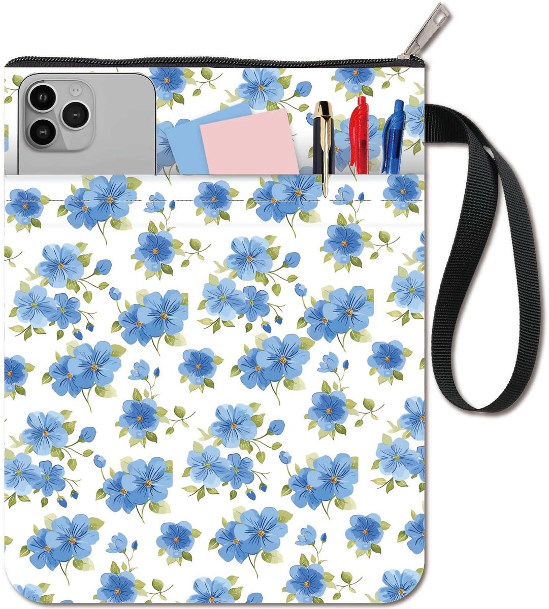 CRASPIRE Boekhoes Bloemen Vintage Blauw - Wasbare Bescherming voor Paperbacks met Extra Zak