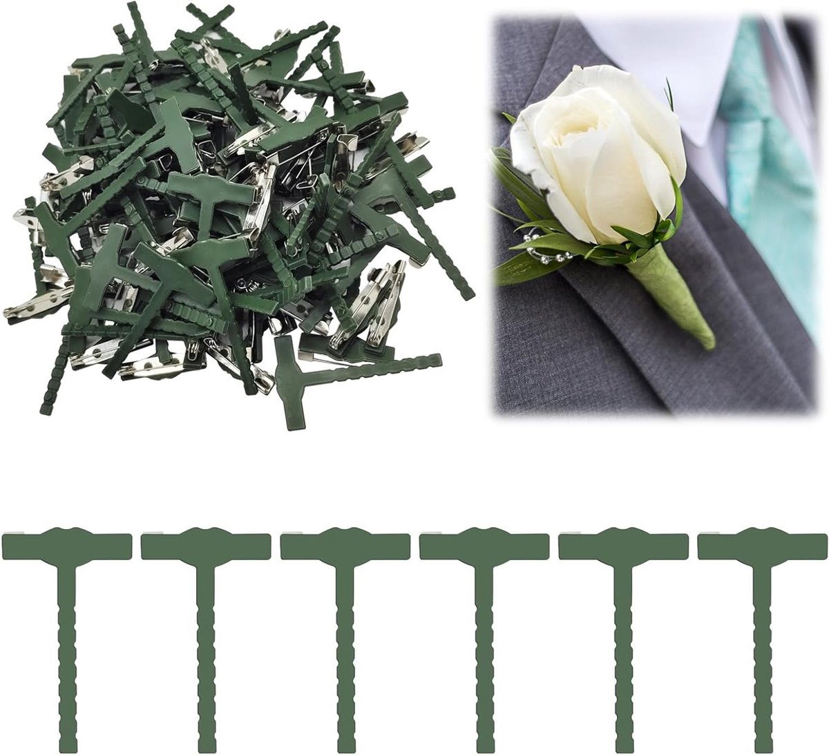 Triangulaire Plastic Broches - 90 Stuks Groene Veiligheidspinnen voor Bruiloft DIY, Corsage Accessoires en Kledingbenodigdheden