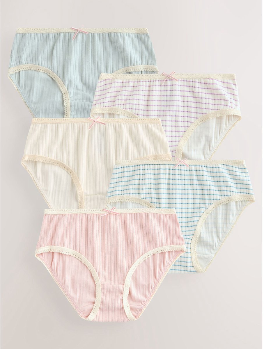 Next - Meisjes - Set van 5 slips met textuur - Crème
