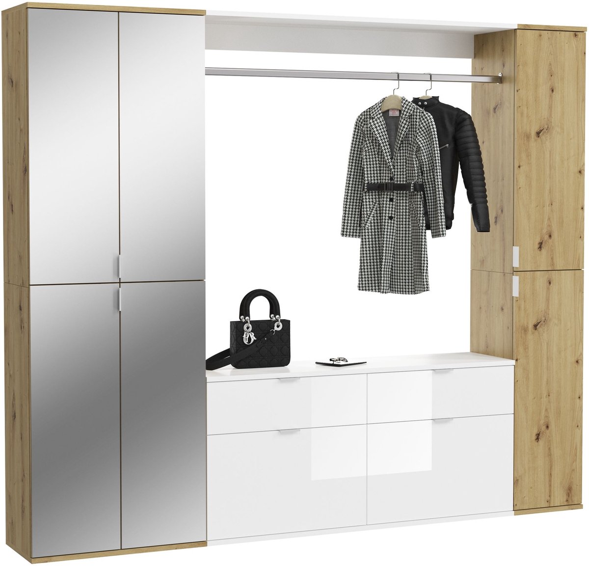 Kledingkast Projekt X Emob - Artisan Oak En Wit - 212x193x34cm