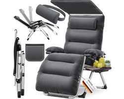 KESSER Luxe Ligstoel – Extra Breed & Comfortabel – Dikke Kussens, Armleuningen, Hoofdkussen, Bijzettafel & Opbergvakken – Ergonomisch & Antislip – Tuin of Balkon