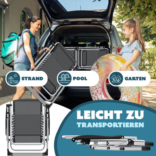 KESSER Luxe Ligstoel - Extra Breed & Comfortabel - Dikke Kussens, Armleuningen, Hoofdkussen, Bijzettafel & Opbergvakken - Ergonomisch & Antislip - Tuin of Balkon - Beige — afbeelding 3