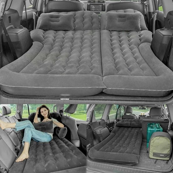 Opblaasbaar Bed voor Achterbank - 2-Persoons Auto Matras - Inclusief Pomp, Kussens & Opbergtas - Antraciet van Merkloos — afbeelding 5