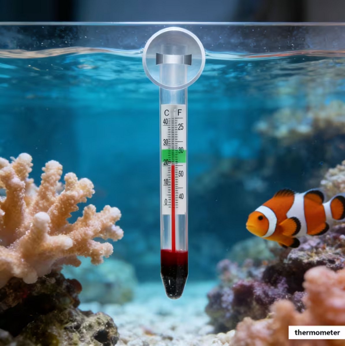 Aquarium Thermometer – Analoge Watertemperatuur Meter – Met Zuignap – Voor Zoet & Zoutwater Aquarium