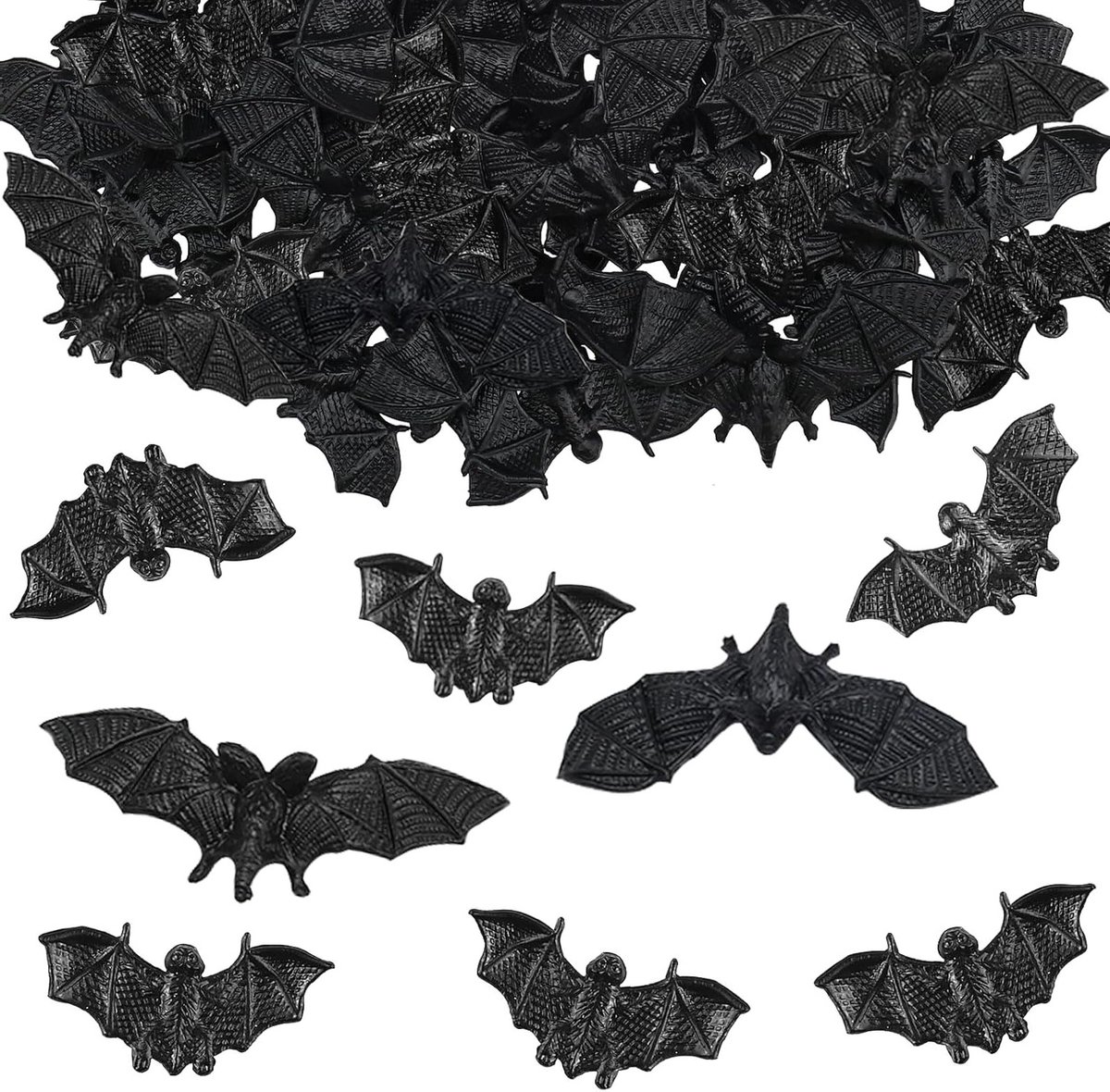 Grote Halloween Vleermuis Decoratie 4-6 cm - 50 Stuks voor Binnen en Buiten, Perfect voor Horror Thema Feesten
