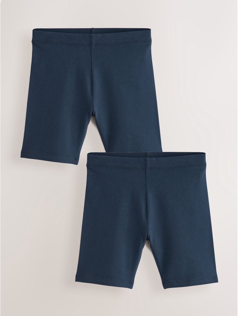 Next - Meisjes - Verpakking van 2 stretchy fietsshorts met hoog katoengehalte - Blauw