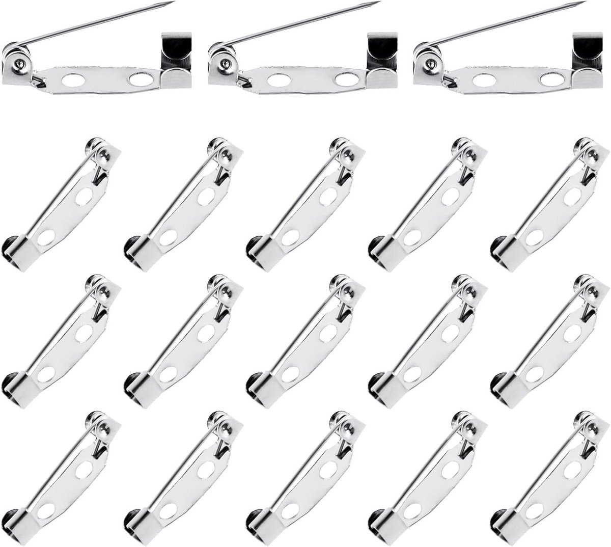 Set van 120 zilveren veiligheidsspelden - 20 mm - Metalen spelden voor broches, badges en corsages, ideaal voor knutselen en modeaccessoires
