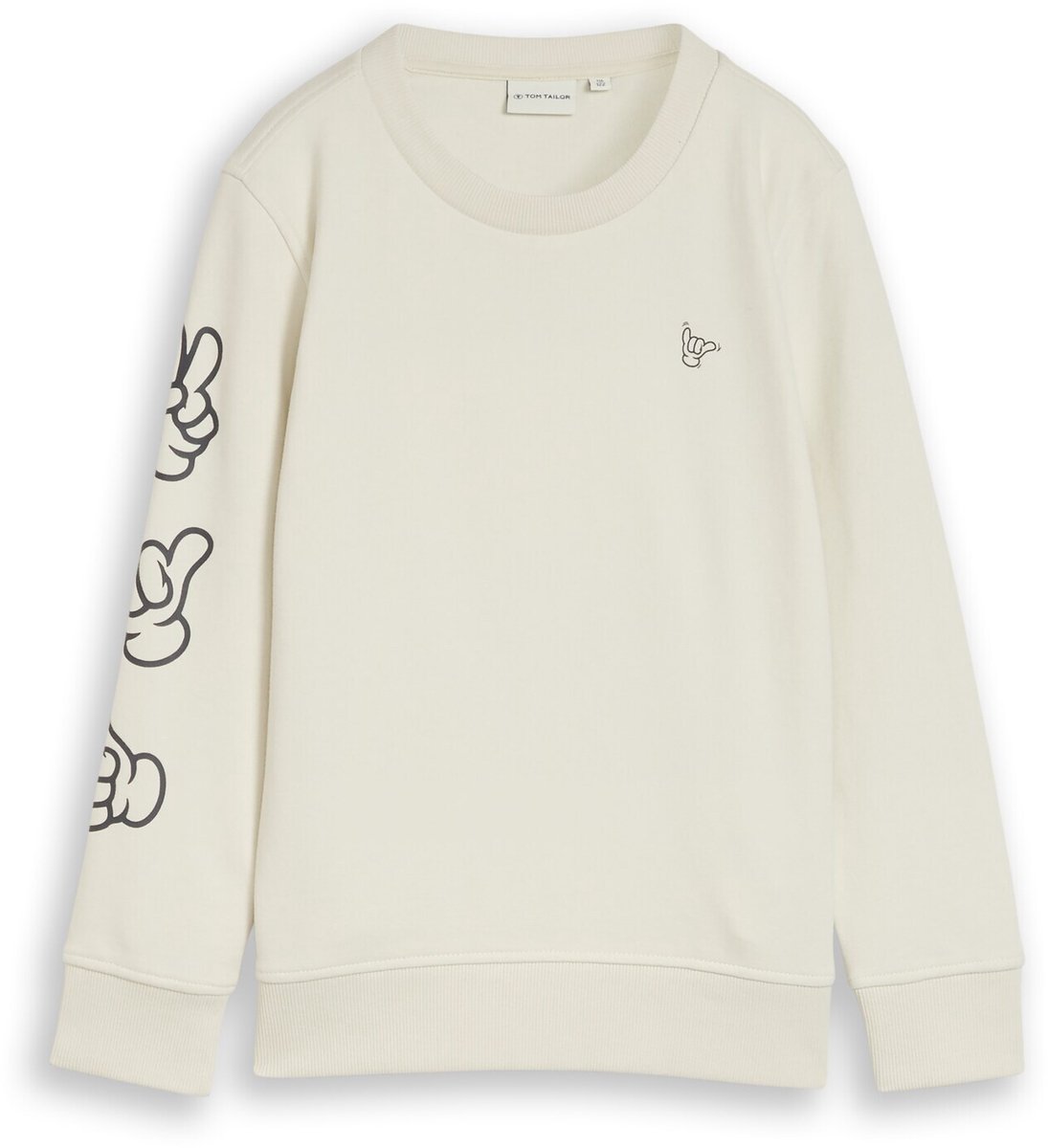 Tom Tailor - Basic sweatshirt met print - Maat 92/98 - greyish white