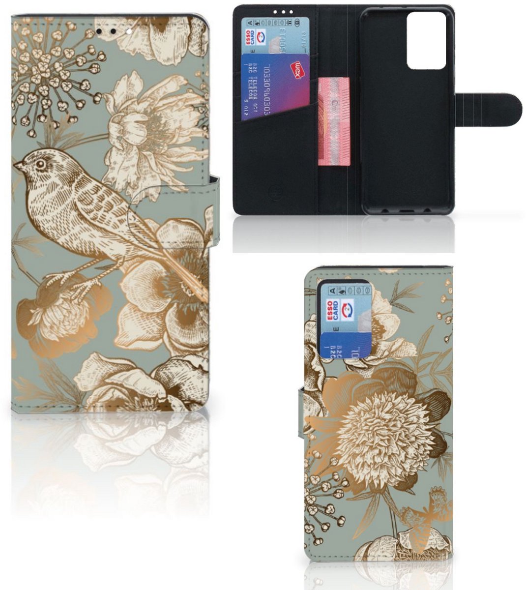 Book Case voor Hoesje voor Xiaomi Redmi Note 10 Pro Vintage Bird Flowers