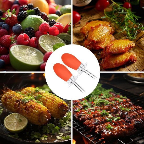 12 Paar Maïskolfhouders van RVS, BBQ Gereedschap, Keukenaccessoires voor Makkelijk Eten van Maïs — afbeelding 2