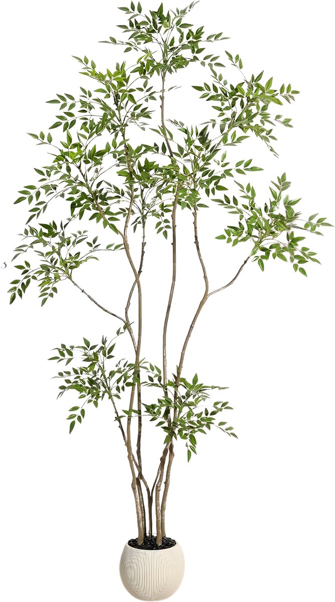 Kunstmatige Nandina Plant 210 cm - Faux Vloerplant in Pot - Groen