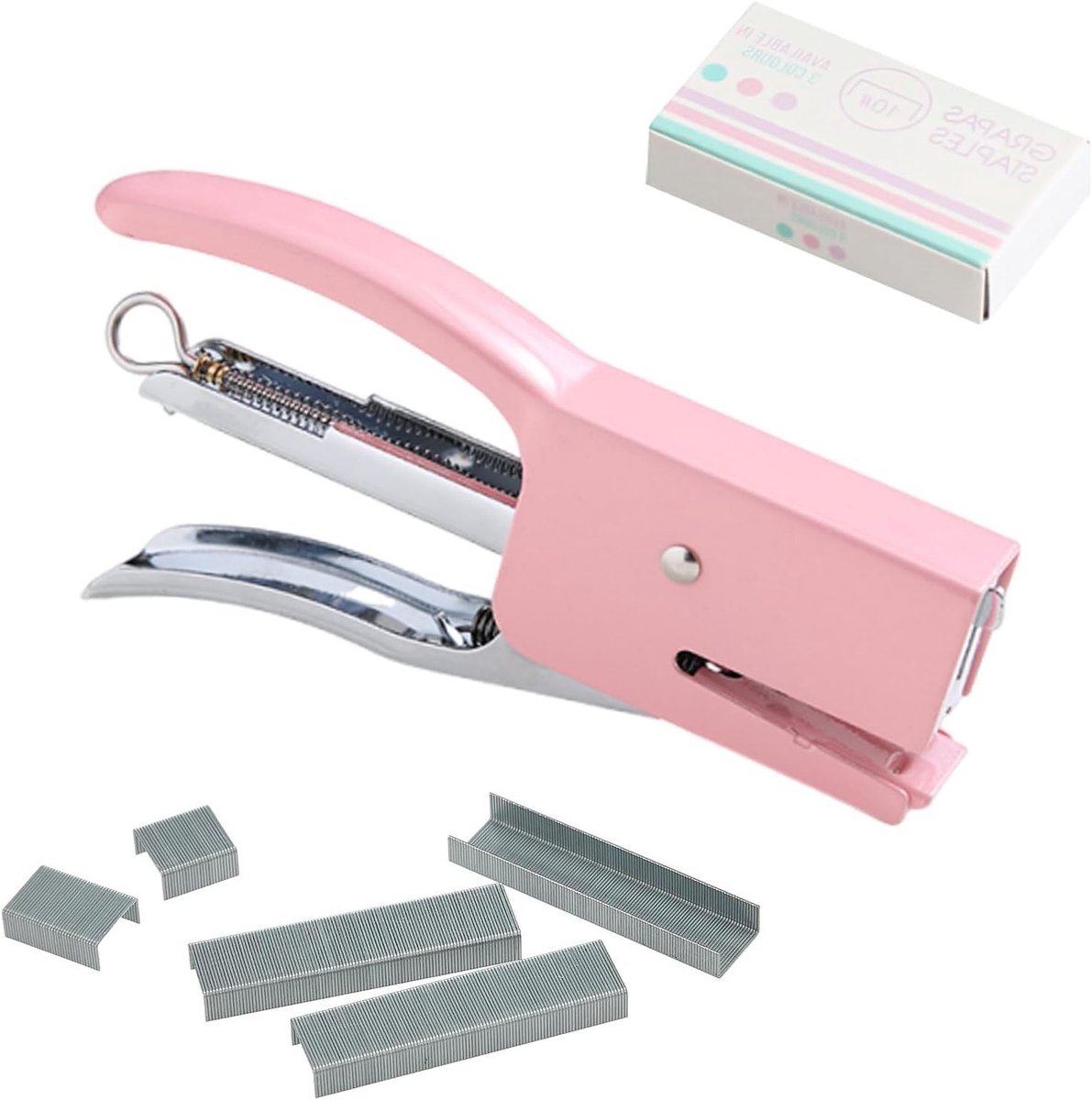 Krachtige 16 Blad Nietmachine voor Kantoor, School en Thuis - Inclusief 750 Nietjes, Roze Metaal Accessoire